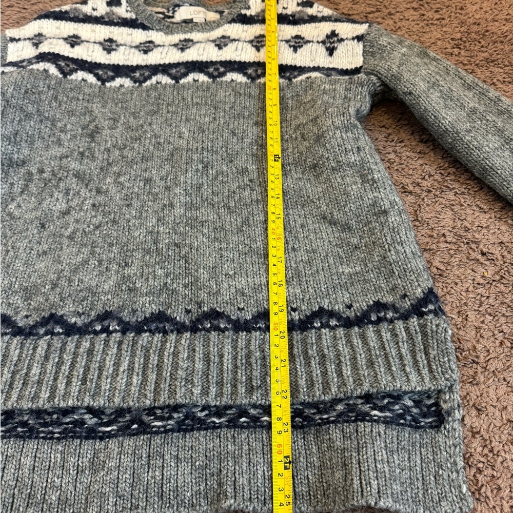 2 FOR $20 Loft Gray Wool Blend Argyle Print Sweater High Low PETITE S P - Picture 3 of 6